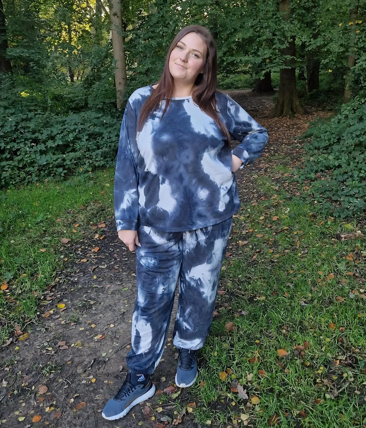 CARCOS Plus Size 2 Piece Outfits for Women Tie Dye Fall Sets for Womens Winter Lounge Set Track Suits Jogger Sets XL-5XL
