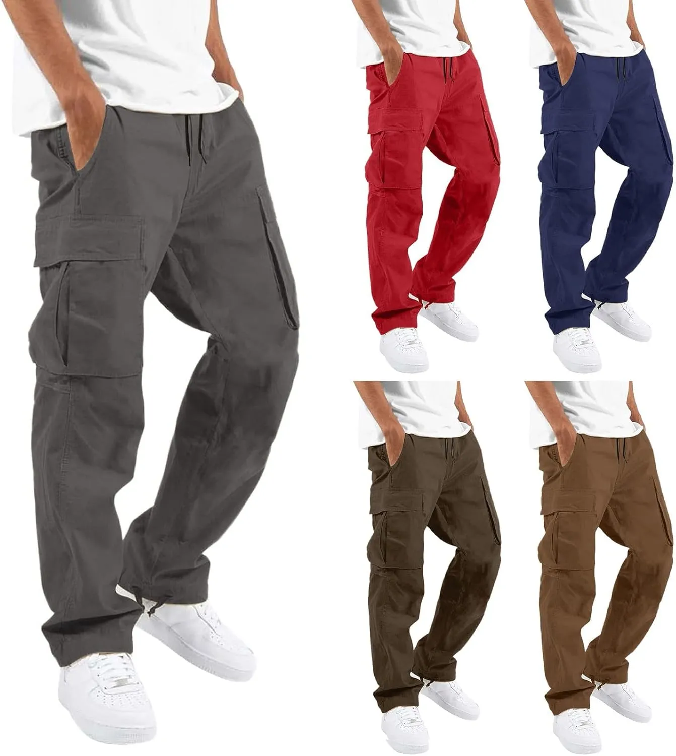 Cargo Sweatpants for Men Big and Tall Pants for Running Sweatpants Hiking Mens Sweatpants Casual Cotton Chinos Cargo