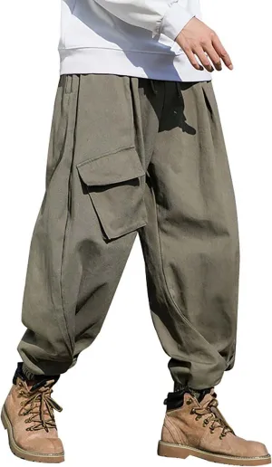Cargo Sweatpants for Men Mens Lounge Pants Zipper Fly Sweatpants for Men Lightweight Loose Fit Open Bottom Sweatpants