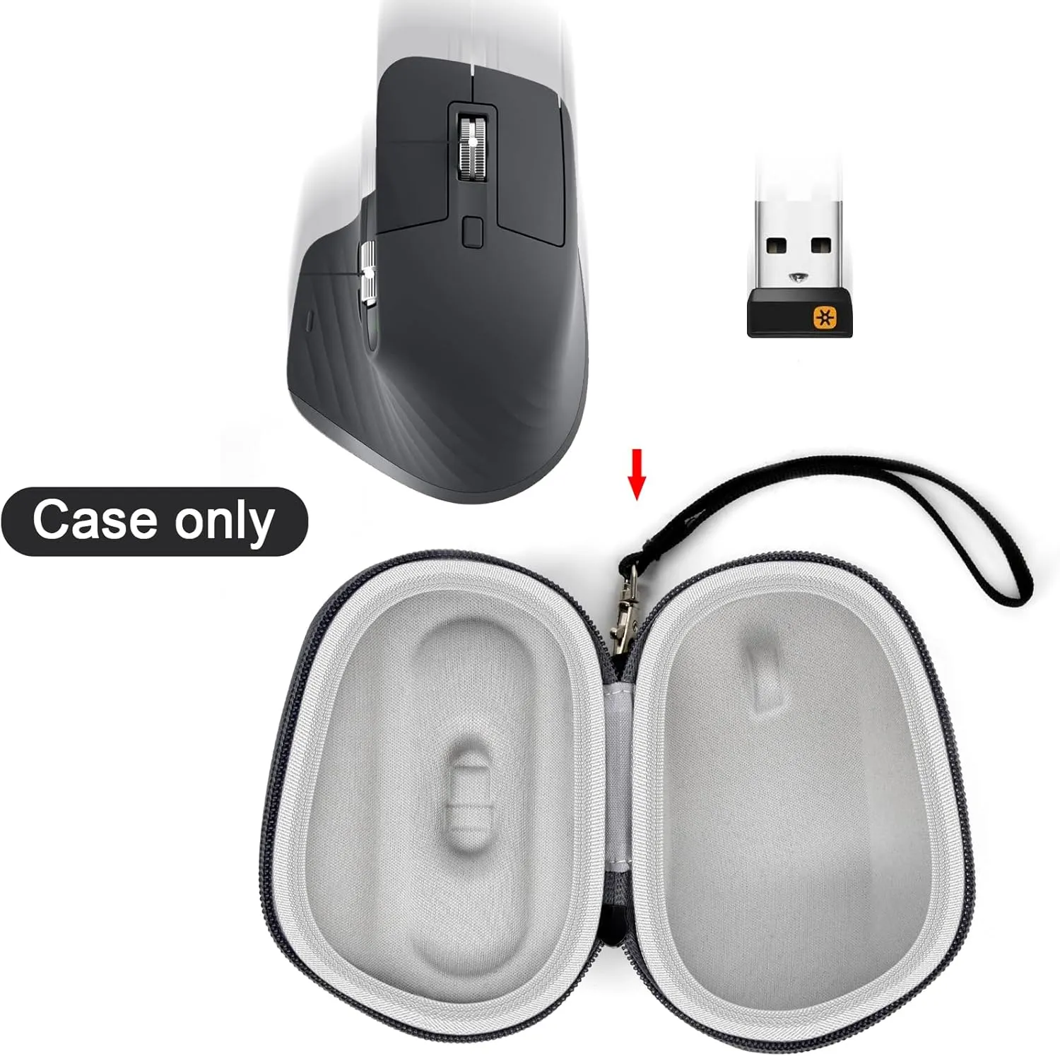 Case Compatible with Logitech MX Master 3s/ Master 3/ Mx Master 2s Advanced Wireless Mouse, Portable Bluetooth Mouse Storage Box Bag - Grey