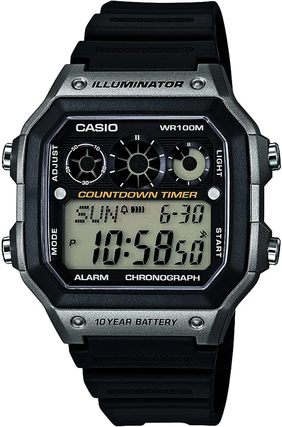 Casio AE-1300WH Series | Watches for Men | Digital Watch | Black | 1/100 SEC Stopwatch | 9 Interval Timers | LED Light | 100M WR | Multi Alarm | Calendar | World Time | 12/24 Hour Format | 10 Yr Batt
