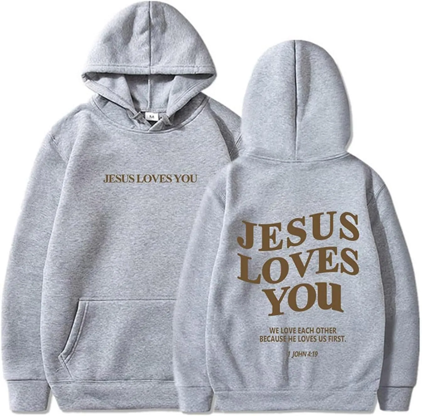 Christian Hoodies for Women Girls Jesus Loves You Letter Graphic Oversized Long Sleeve Pockets Bible Verse Hooded Sweatshirts