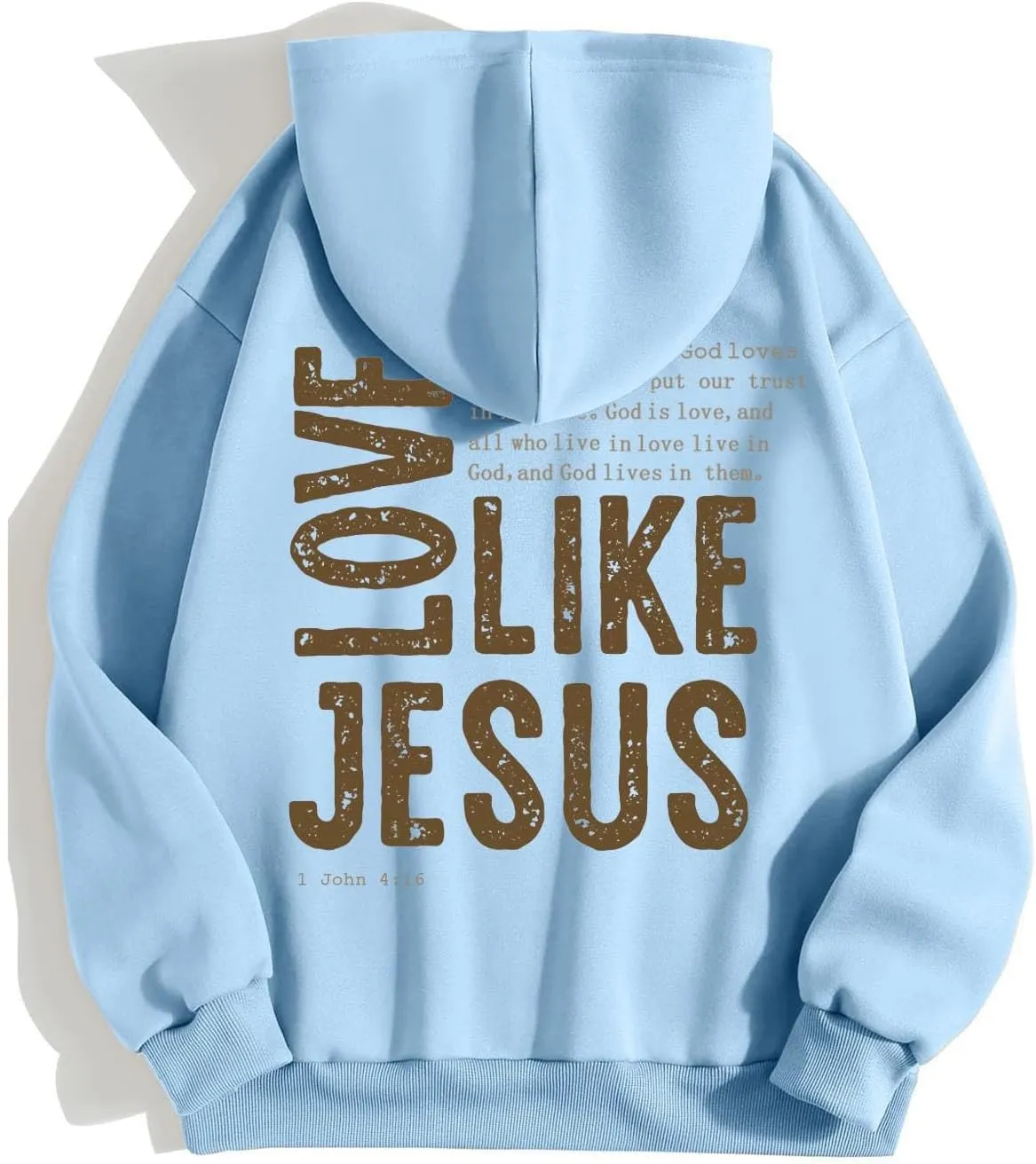 Christian Hoodies for Women Love Like Jesus Letter Graphic Bible Verse Oversized Long Sleeve Jesus Faith Sweatshirts Pullover