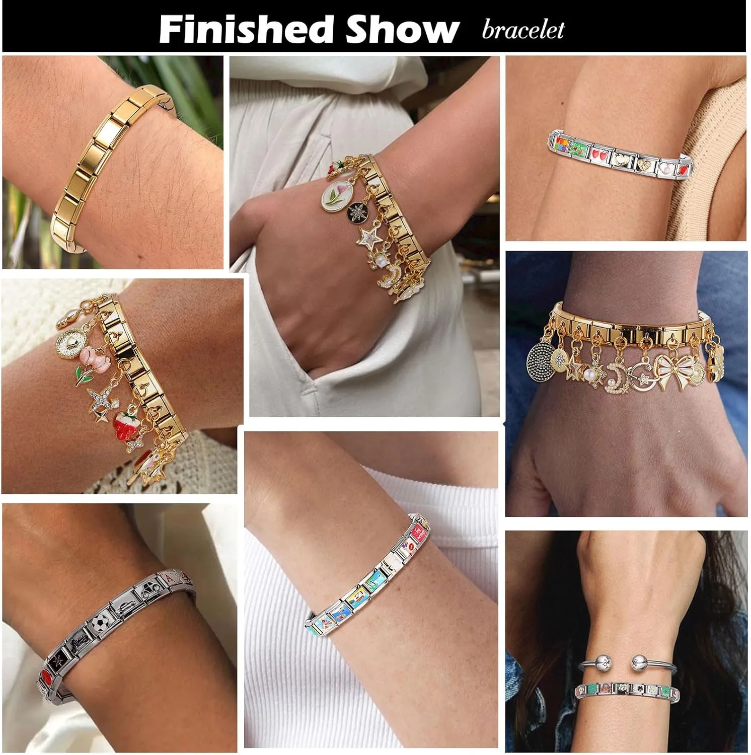 Christmas Italian Charms for Women, Traditional Classic Type Italian Charm Bracelet Link for Men, Fashion Handmade Bracelet DIY Module Italian Charm Necklaces Anklet Jewelry Gifts