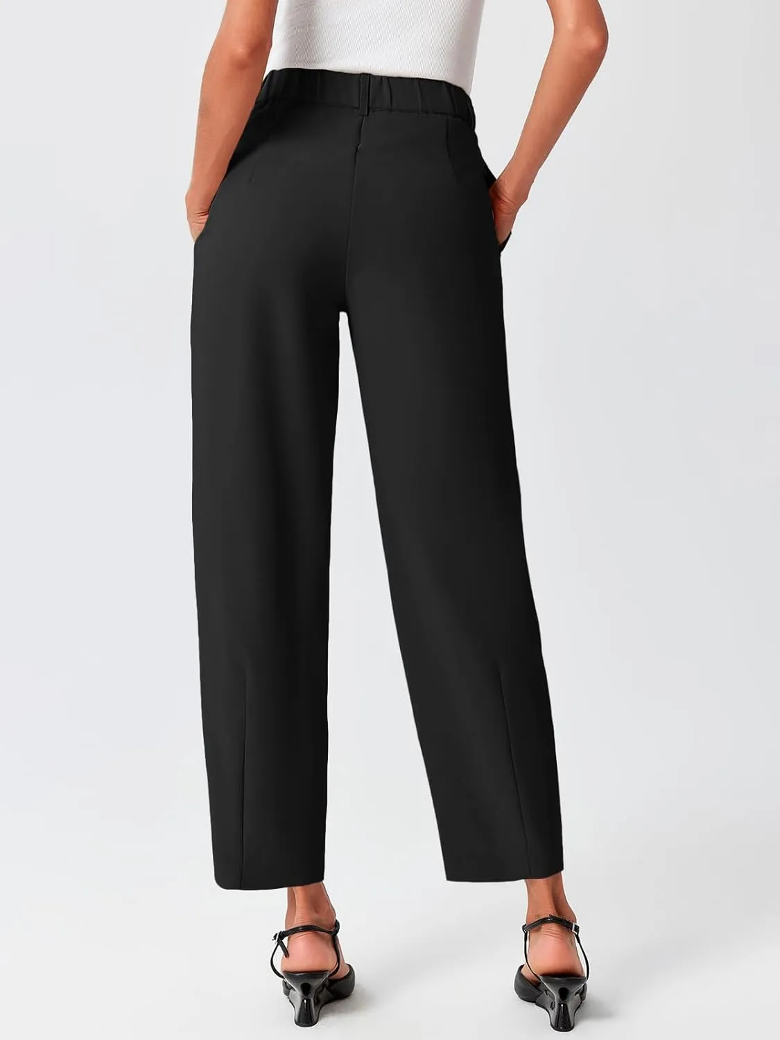 Cicy Bell Womens Work Dress Pants High Waited Pleated Straight Leg Casual Trousers with Pockets