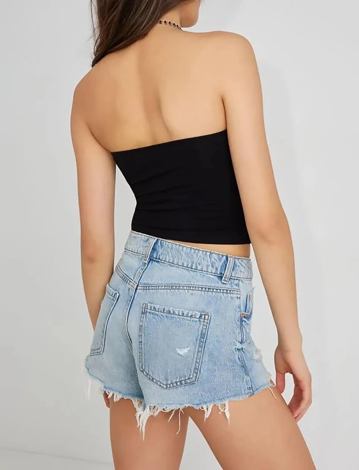 Cioatin Women Sexy Strapless Bandeau Tube Tops Sleeveless Tight Clean Fit Crop Tank Y2K Coquette Teens Layering Clothes
