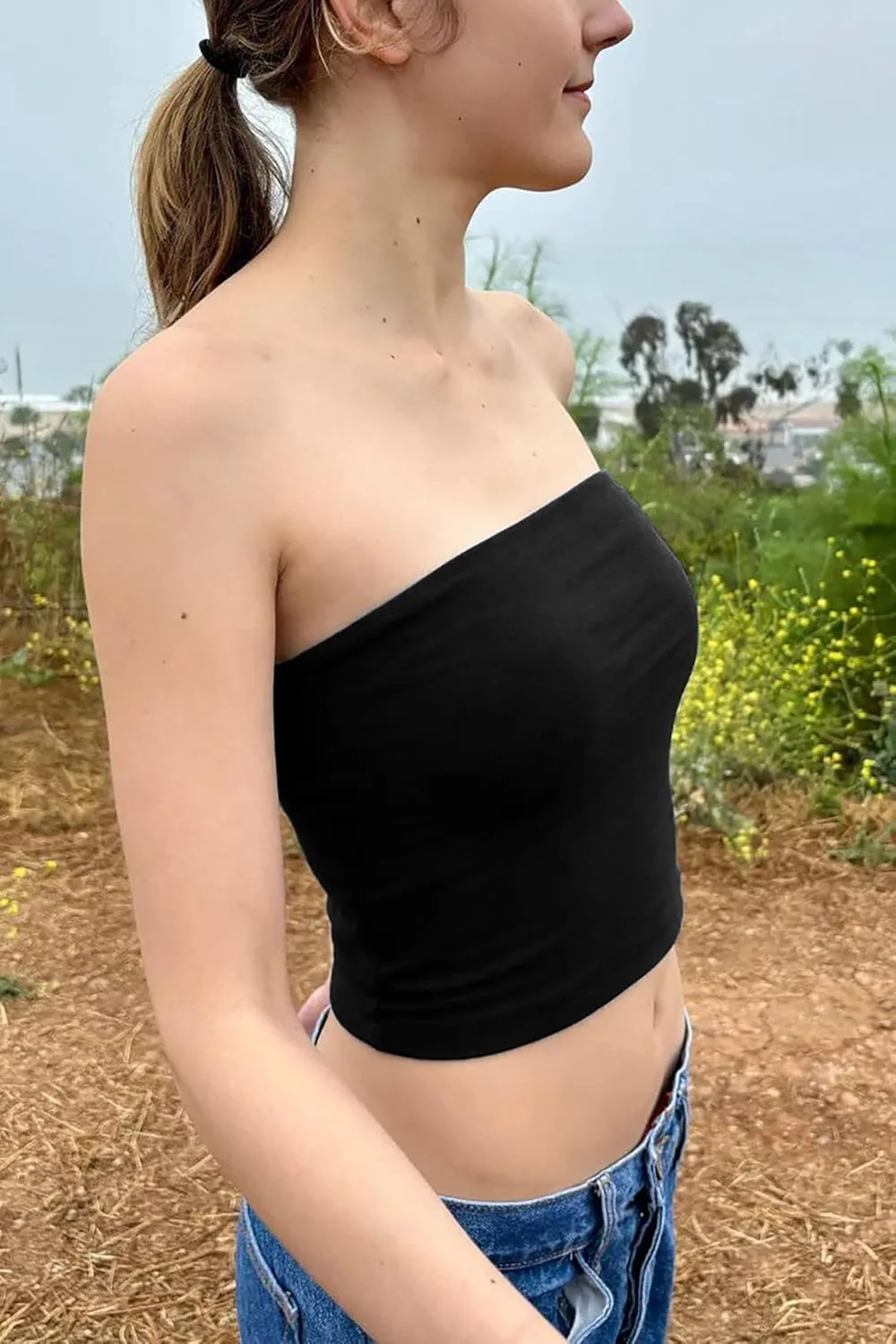 Cioatin Women Sexy Strapless Bandeau Tube Tops Sleeveless Tight Clean Fit Crop Tank Y2K Coquette Teens Layering Clothes