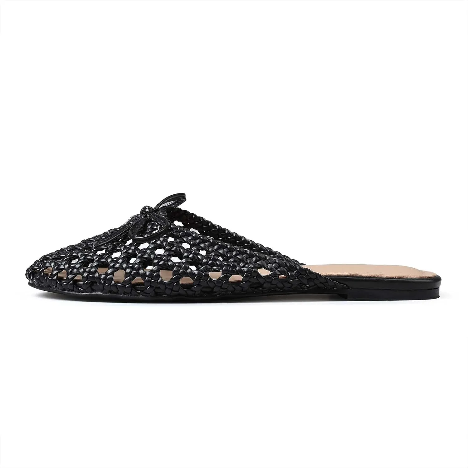Clebreez Slippers for Women Falts Comfortable Breathable Slides Sandals Black Mules for Women Sandals Women Mesh Woven Shoes