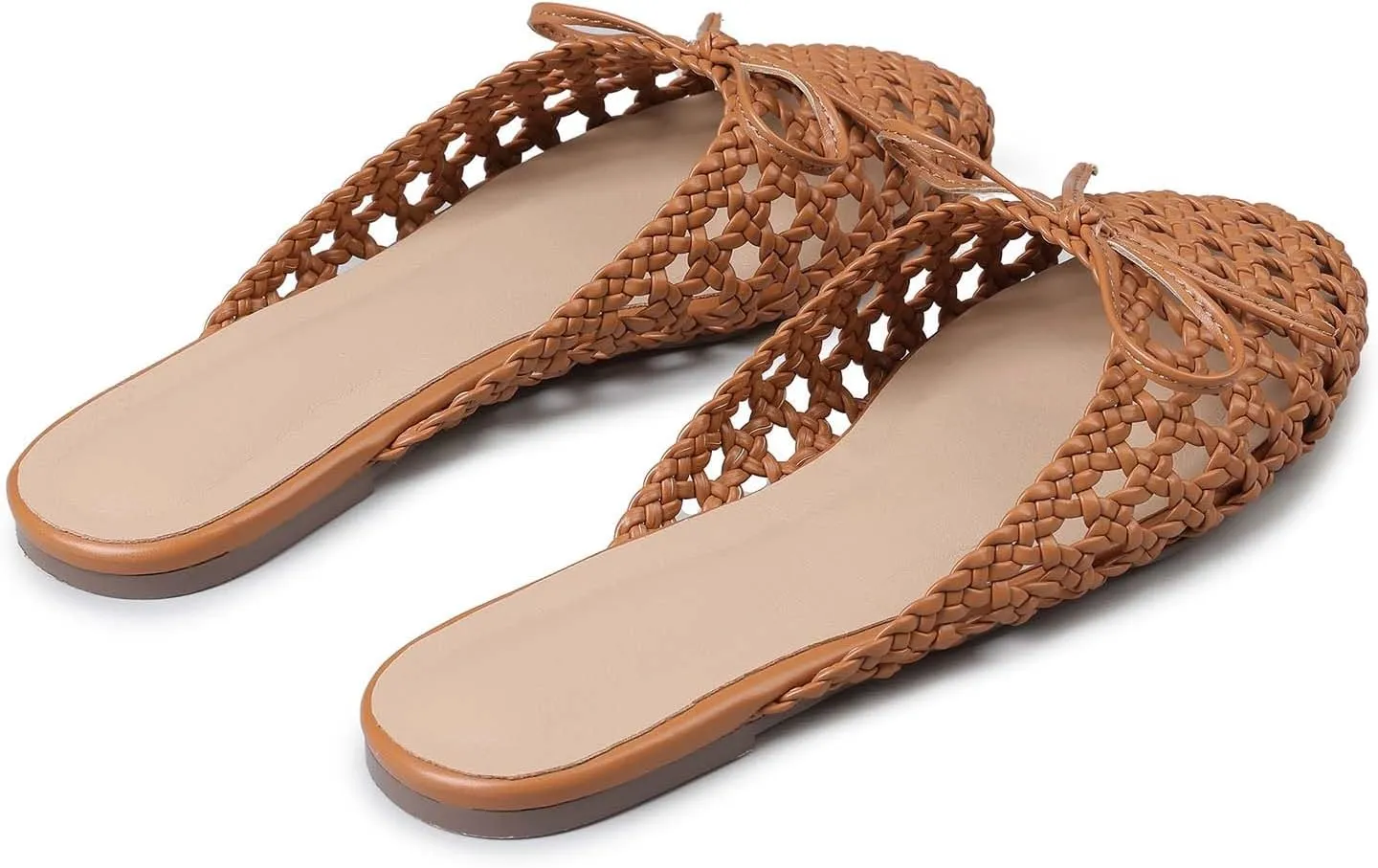 Clebreez Slippers for Women Falts Comfortable Breathable Slides Sandals Black Mules for Women Sandals Women Mesh Woven Shoes
