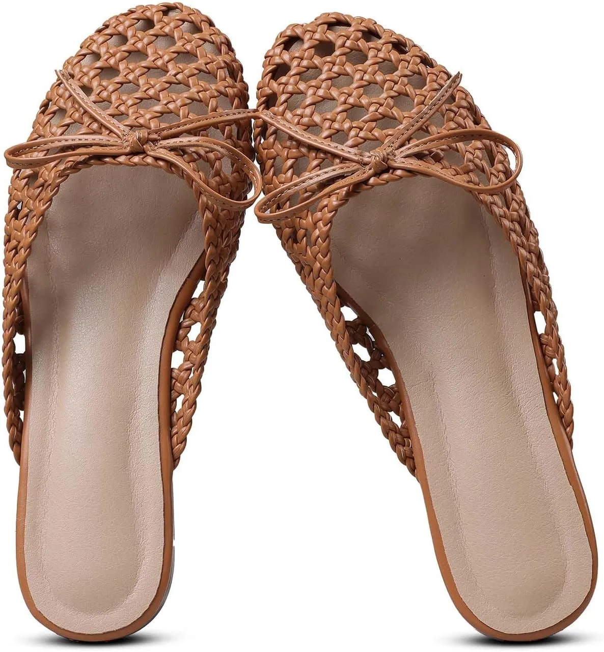 Clebreez Slippers for Women Falts Comfortable Breathable Slides Sandals Black Mules for Women Sandals Women Mesh Woven Shoes