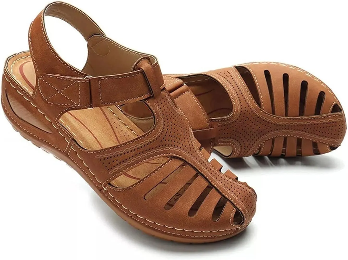 Clogs for Women Close Toe Slip On Wedge Sandals with Arch Support Comfortable Wide Width Orthopedic Sandals Summer Hollow Out Walking Shoes