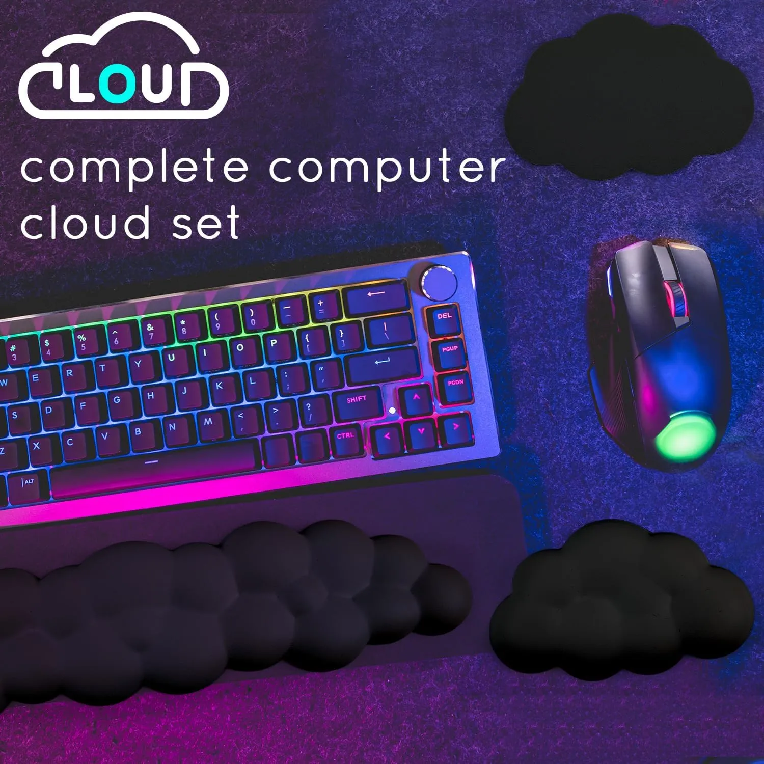 Cloud Wrist Rest for Computer Keyboard Arm Wrist Rest with Non-Slip Base Extended Wrist Rest Ergonomic Memory Foam for Keyboard and Mouse Typing Pain Relief, Office, Gaming, Computer