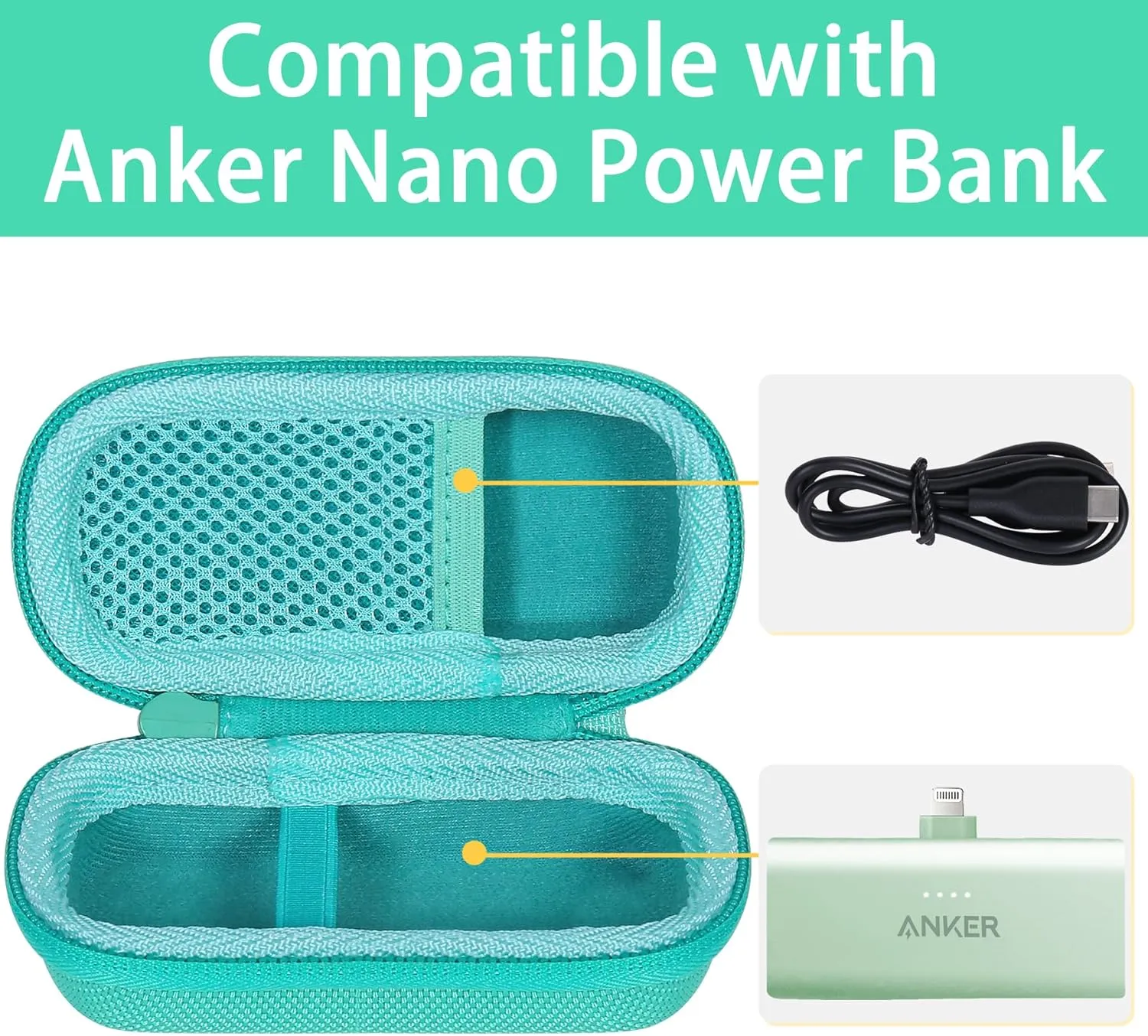 co2CREA Hard Case Compatible with Anker 621 Nano Power Bank 5,000mAh 12W Portable Charger, Green Case
