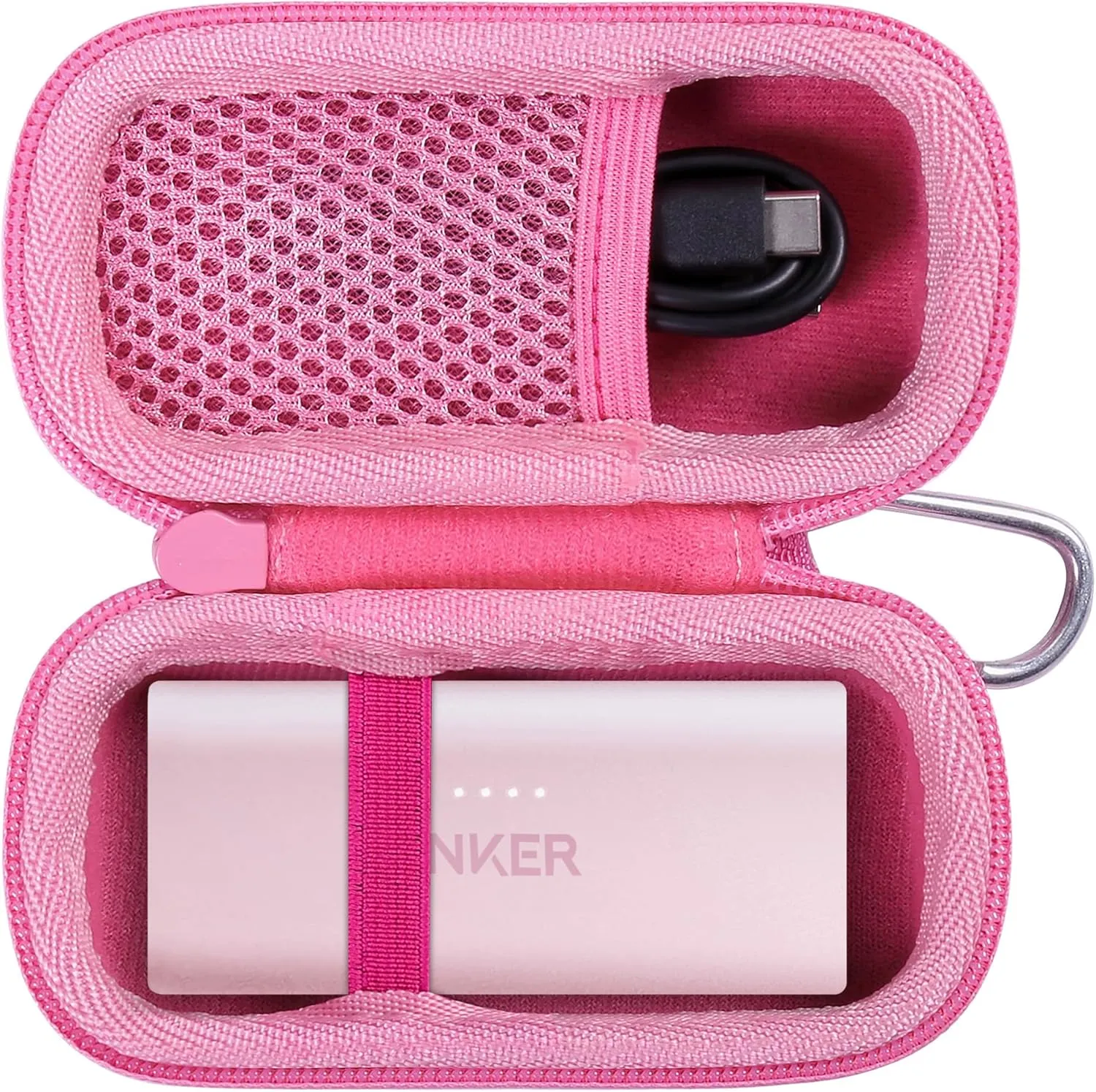 co2CREA Hard Case Compatible with Anker 621 Nano Power Bank 5,000mAh 12W Portable Charger, Pink Case