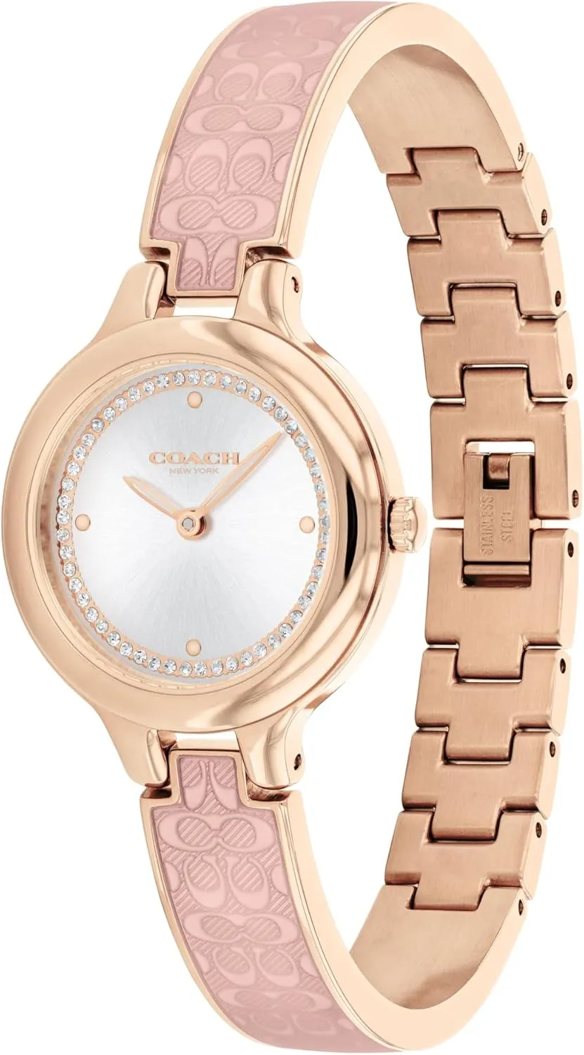 Coach Chelsea Women's Bangle Watch - 2H Quartz, Enamel Signature ''C'' and Crystals - Gift for Her - Premium Fashion Timepiece for All Occasions - Adjustable - 27mm