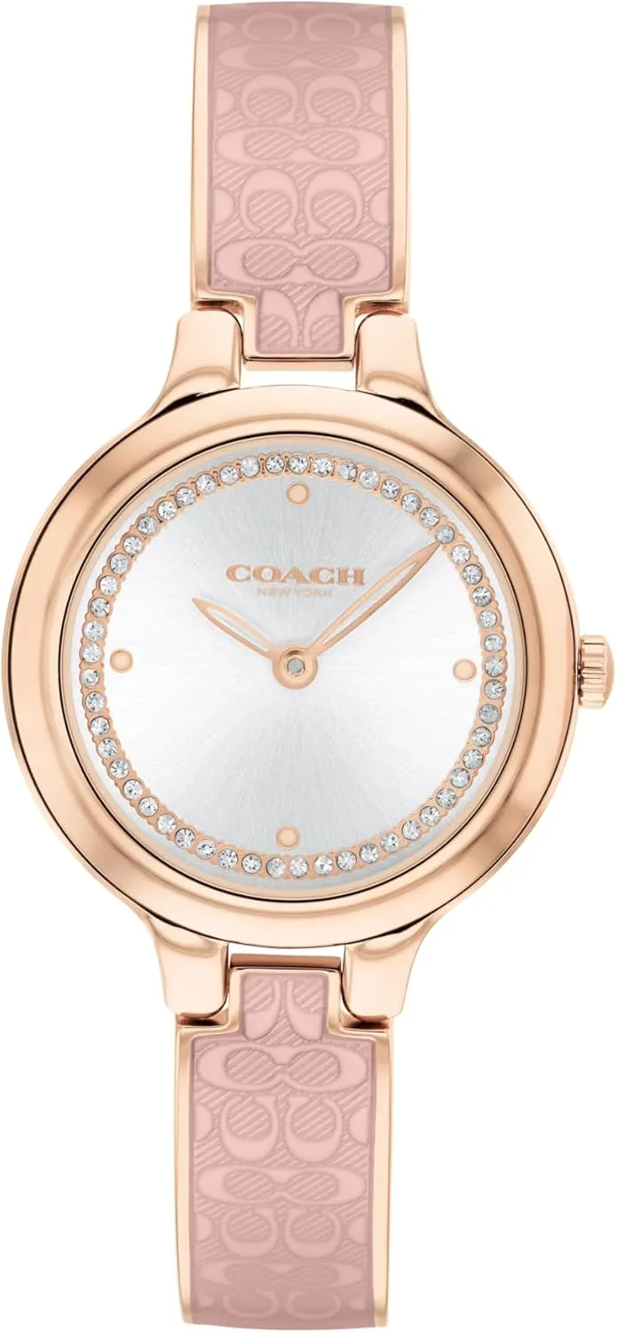 Coach Chelsea Women's Bangle Watch - 2H Quartz, Enamel Signature ''C'' and Crystals - Gift for Her - Premium Fashion Timepiece for All Occasions - Adjustable - 27mm