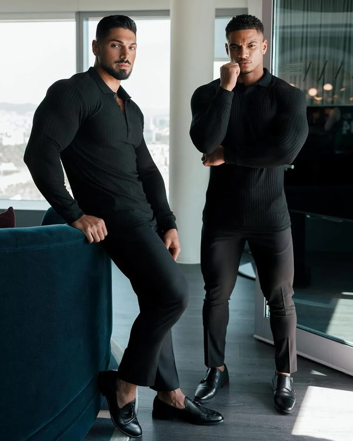 Collared Muscle Shirts for Men Ribbed Knit Slim Fit Polo Shirts Short Sleeve, Mens V Neck T Shirts Casual Stylish