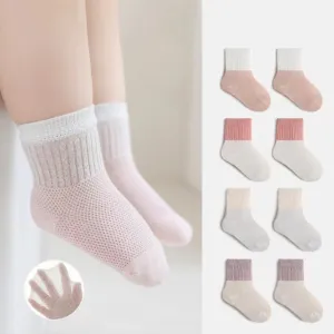 Color-Block Summer Mesh Socks [Set of 4]