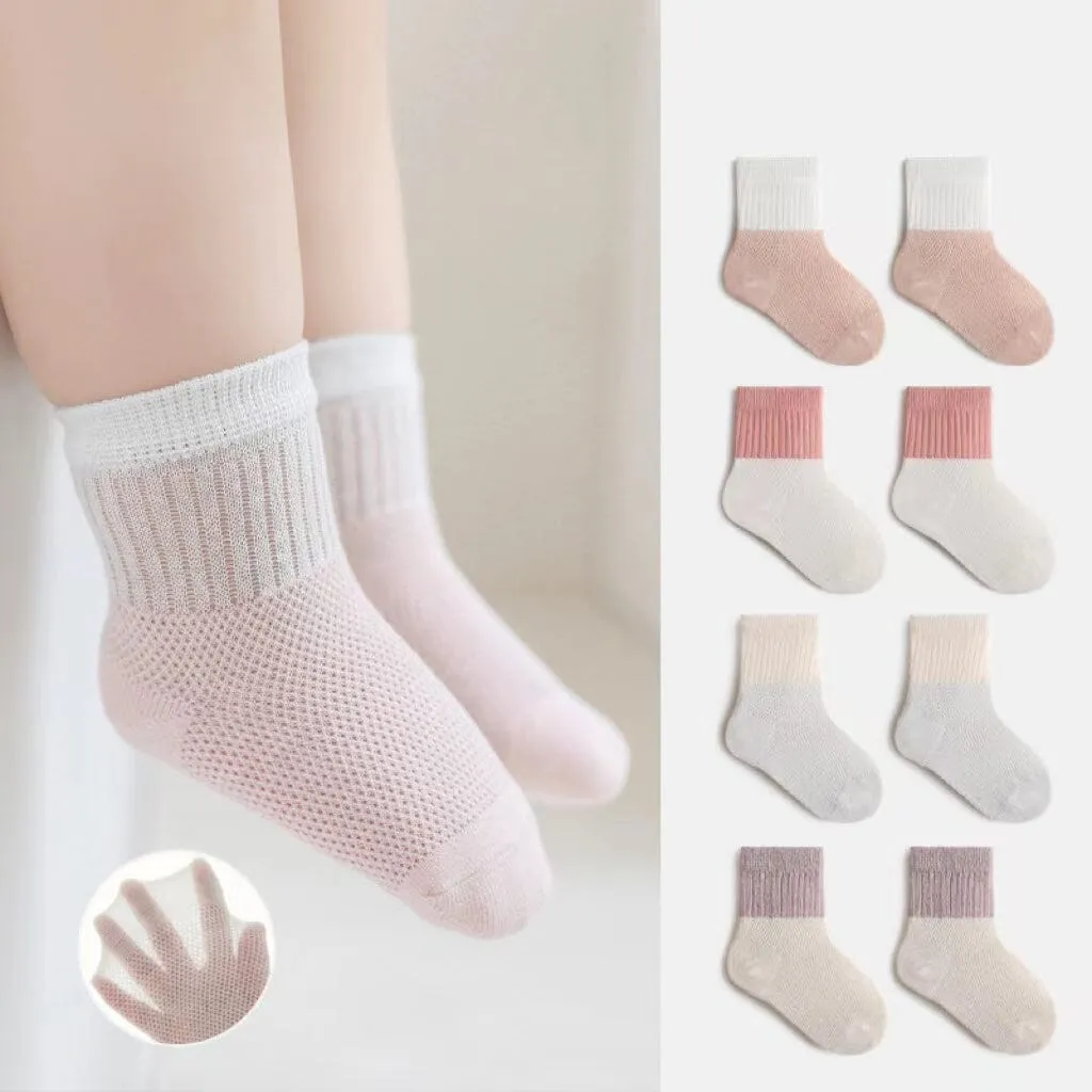 Color-Block Summer Mesh Socks [Set of 4]