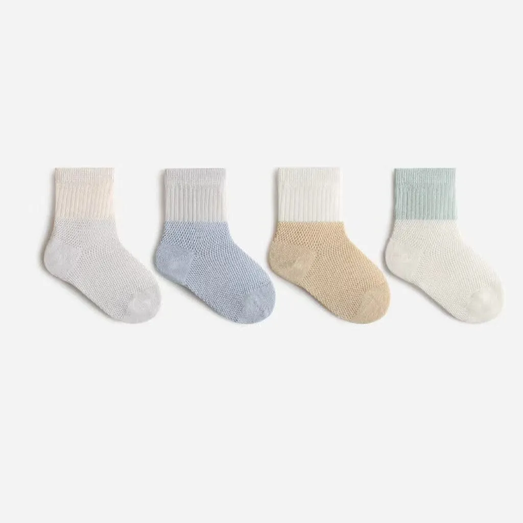 Color-Block Summer Mesh Socks [Set of 4]
