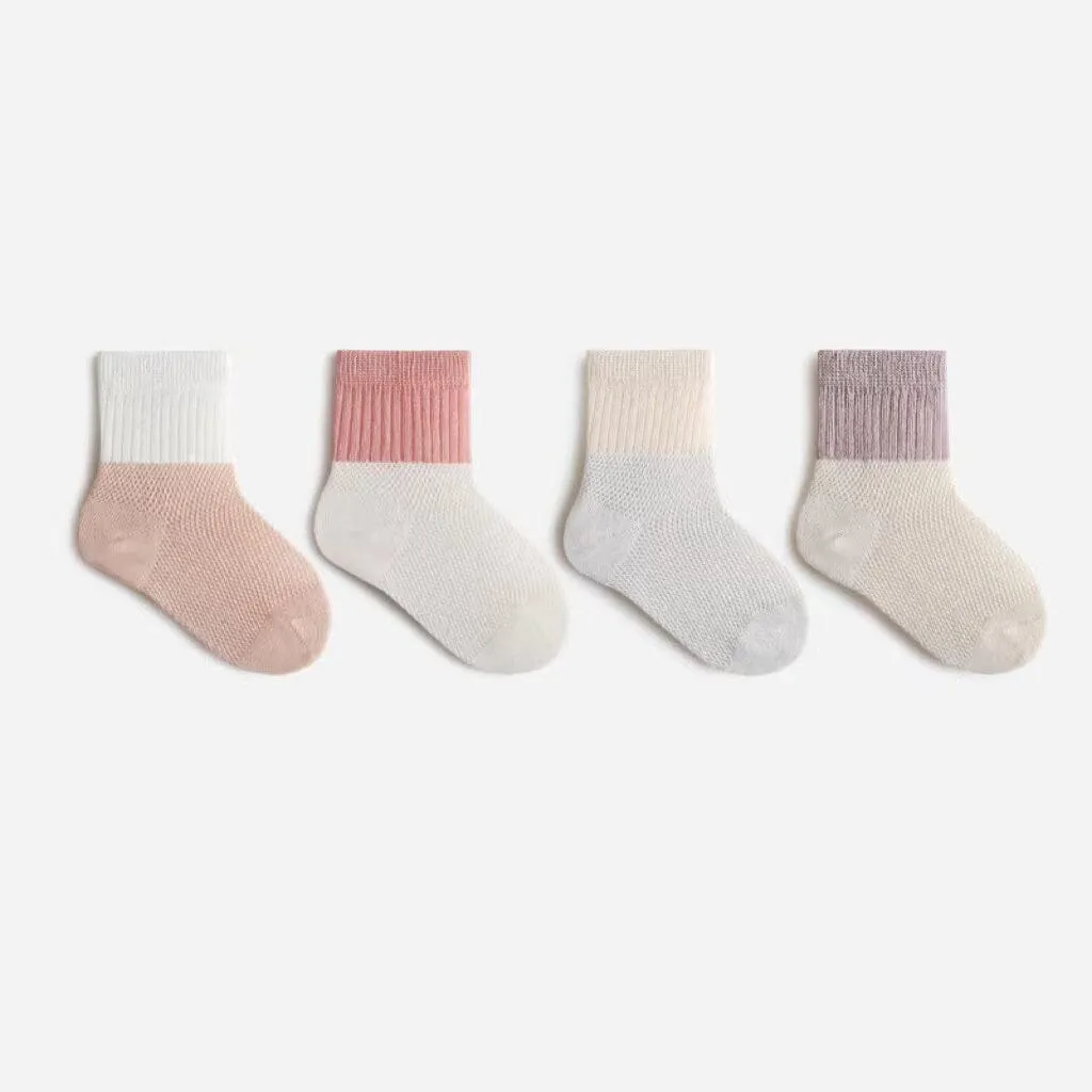 Color-Block Summer Mesh Socks [Set of 4]