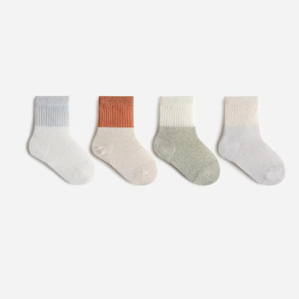 Color-Block Summer Mesh Socks [Set of 4]