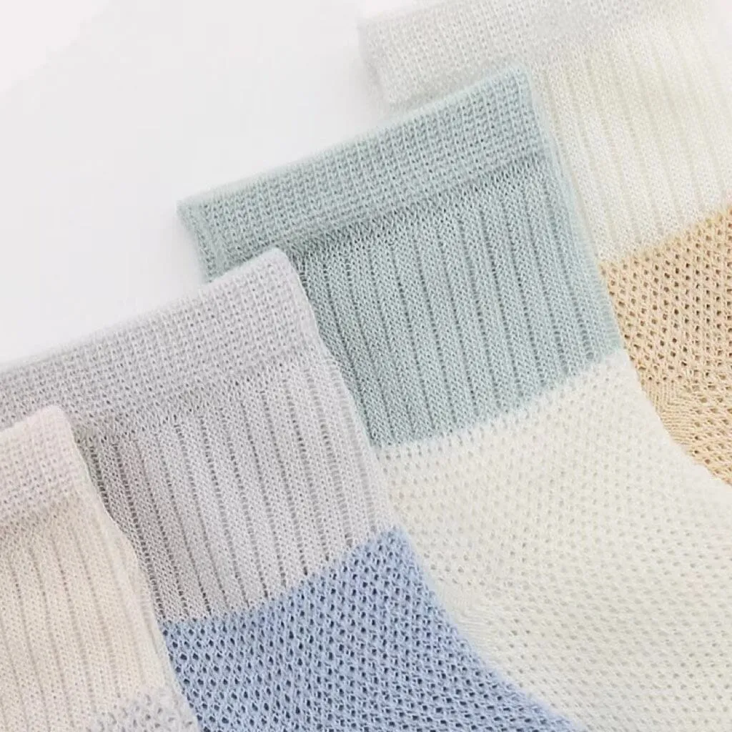 Color-Block Summer Mesh Socks [Set of 4]