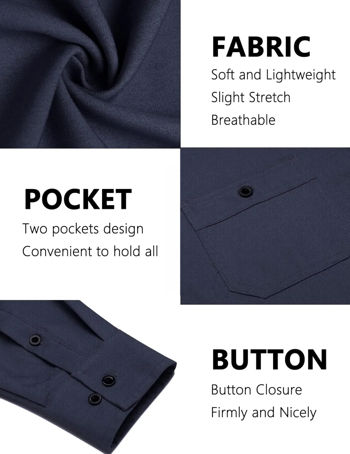 COOFANDY Mens Casual Button Down Shirts Long Sleeve Wrinkle Free Untucked Dress Shirts