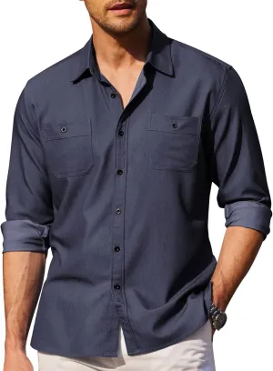 COOFANDY Mens Casual Button Down Shirts Long Sleeve Wrinkle Free Untucked Dress Shirts