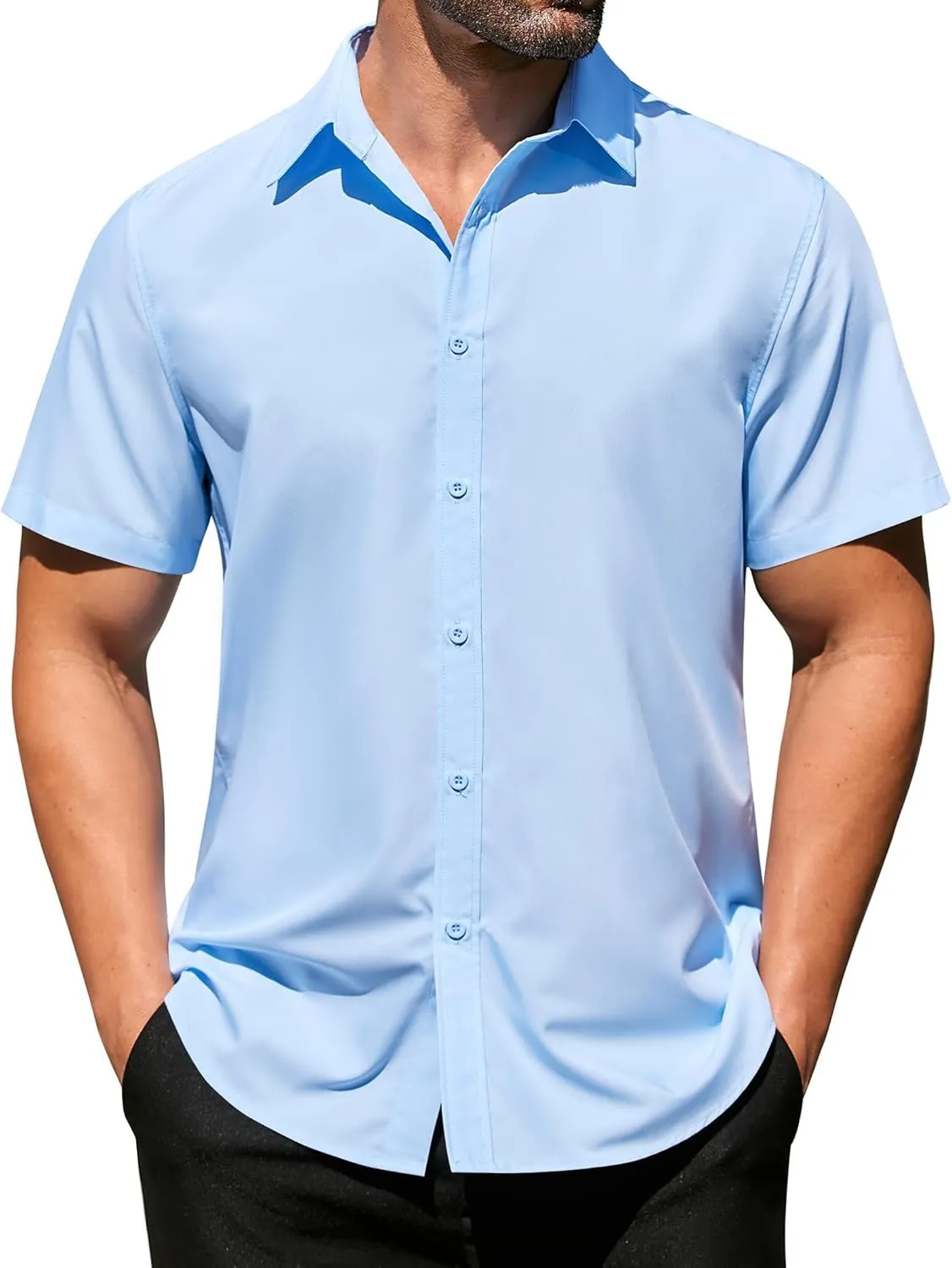 COOFANDY Men's Casual Dress Shirts Short Sleeve Wrinkle Free Casual Button Down Shirts