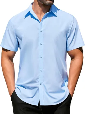 COOFANDY Men's Casual Dress Shirts Short Sleeve Wrinkle Free Casual Button Down Shirts
