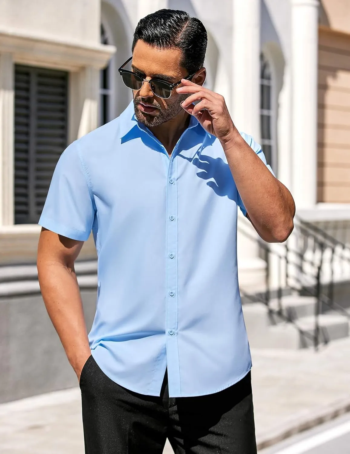 COOFANDY Men's Casual Dress Shirts Short Sleeve Wrinkle Free Casual Button Down Shirts