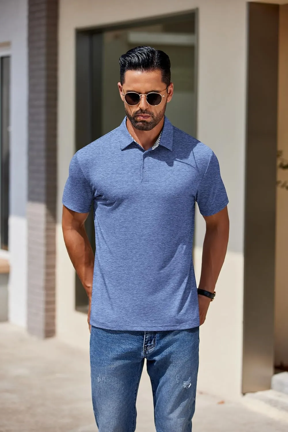 COOFANDY Men's Casual Polo Shirts Short Sleeve Classic Basic Tee Button Collar Shirt Summer Golf T-Shirt