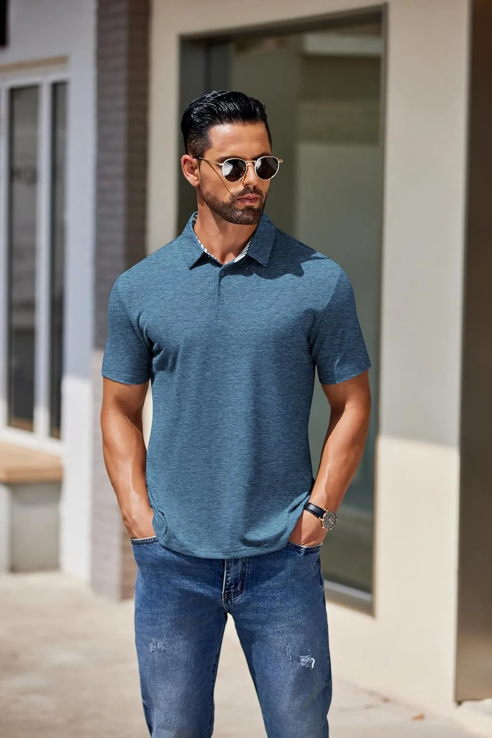 COOFANDY Men's Casual Polo Shirts Short Sleeve Classic Basic Tee Button Collar Shirt Summer Golf T-Shirt