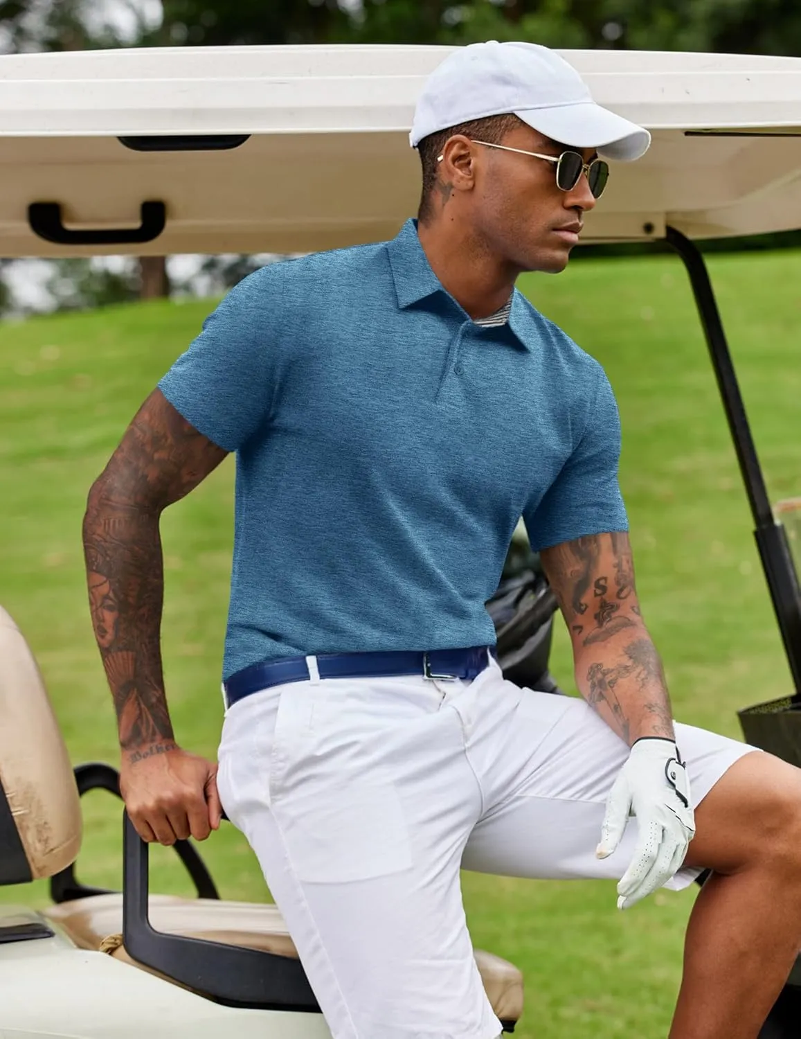COOFANDY Men's Casual Polo Shirts Short Sleeve Classic Basic Tee Button Collar Shirt Summer Golf T-Shirt
