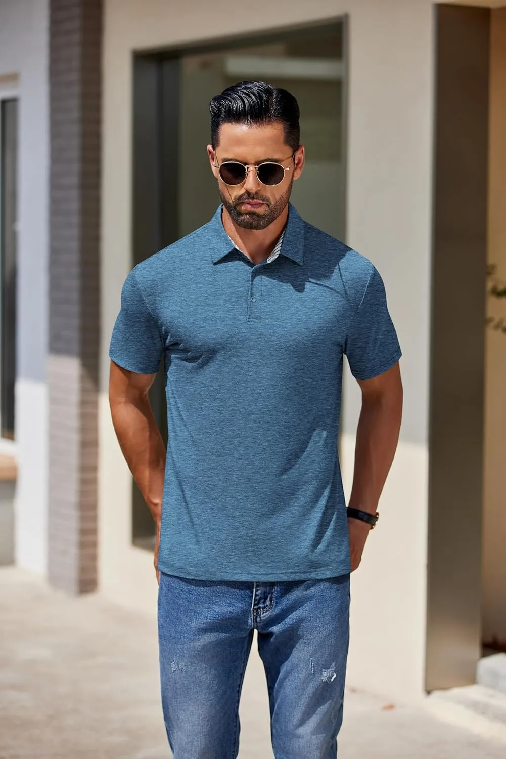 COOFANDY Men's Casual Polo Shirts Short Sleeve Classic Basic Tee Button Collar Shirt Summer Golf T-Shirt