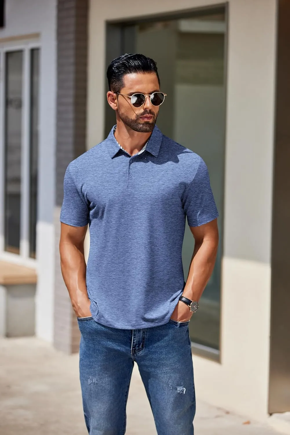 COOFANDY Men's Casual Polo Shirts Short Sleeve Classic Basic Tee Button Collar Shirt Summer Golf T-Shirt