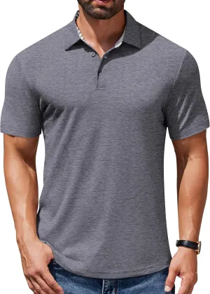 COOFANDY Men's Casual Polo Shirts Short Sleeve Classic Basic Tee Button Collar Shirt Summer Golf T-Shirt