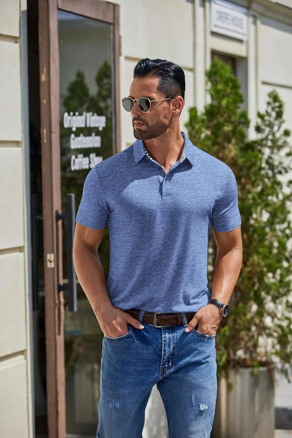 COOFANDY Men's Casual Polo Shirts Short Sleeve Classic Basic Tee Button Collar Shirt Summer Golf T-Shirt