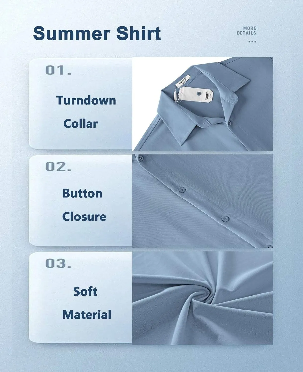 COOFANDY Mens Casual Short Sleeve Button Down Shirts Summer Untucked Wrinkle Free Shirts