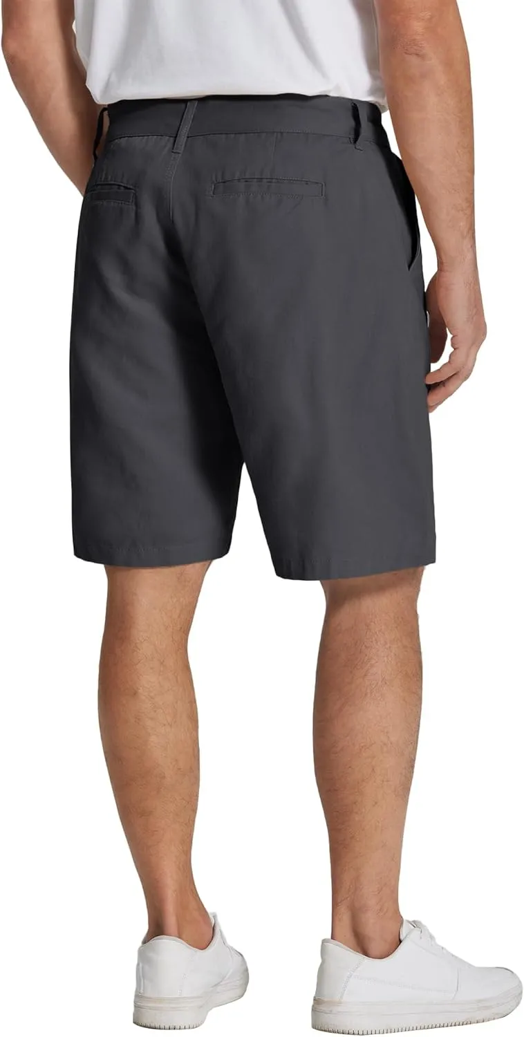 COOFANDY Mens Casual Shorts Cotton Flat Front Shorts Chino Drawstring Shorts with Pocket