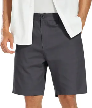 COOFANDY Mens Casual Shorts Cotton Flat Front Shorts Chino Drawstring Shorts with Pocket