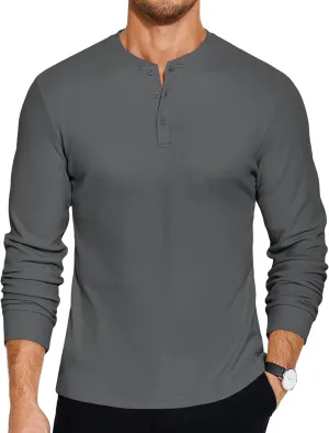 COOFANDY Men's Henley Shirts Long Sleeve Basic Pullover Shirt Lightweight Button T-Shirts