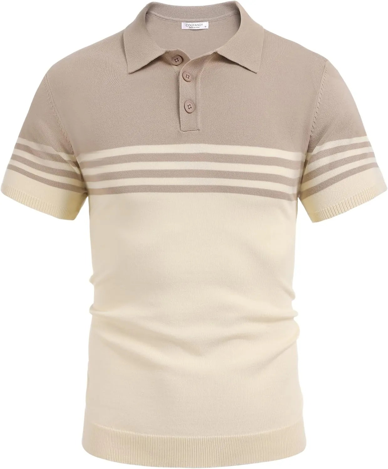 COOFANDY Men's Knit Polo Shirts Short Sleeve Striped Golf Polo Shirts Lightweight Casual Collared T Shirt