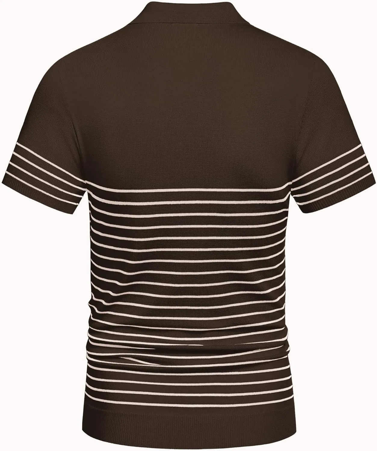 COOFANDY Men's Knit Polo Shirts Short Sleeve Striped Golf Polo Shirts Lightweight Casual Collared T Shirt