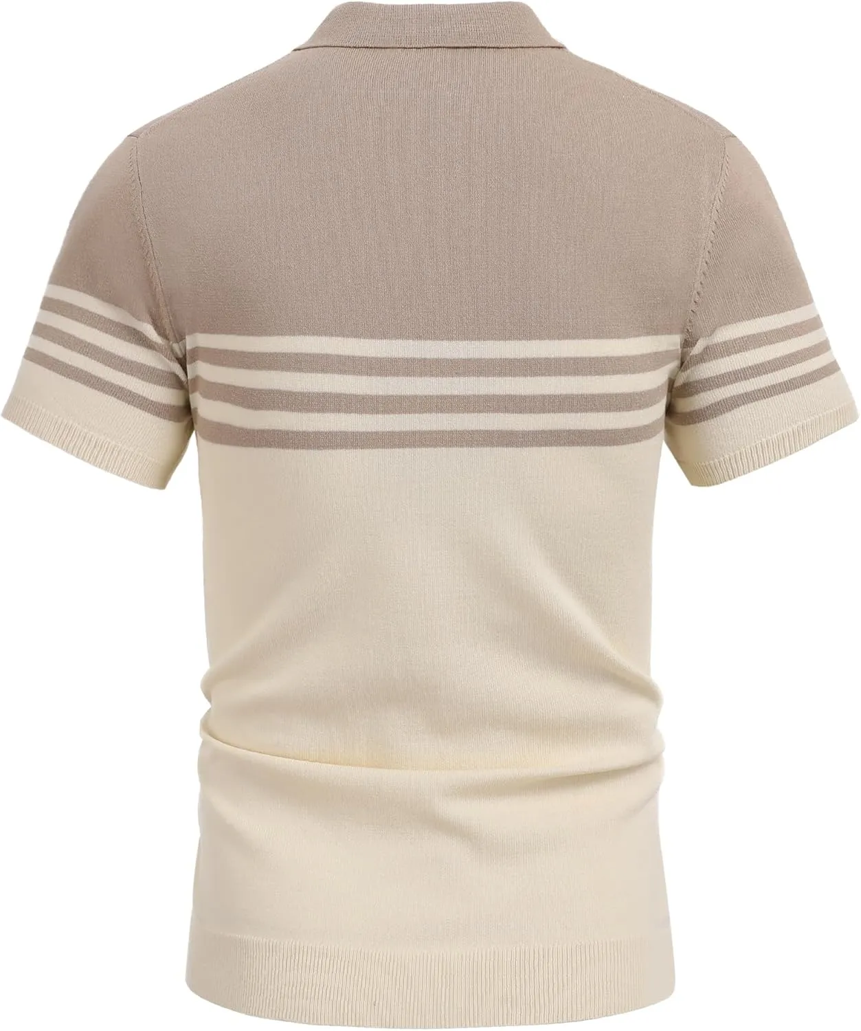 COOFANDY Men's Knit Polo Shirts Short Sleeve Striped Golf Polo Shirts Lightweight Casual Collared T Shirt