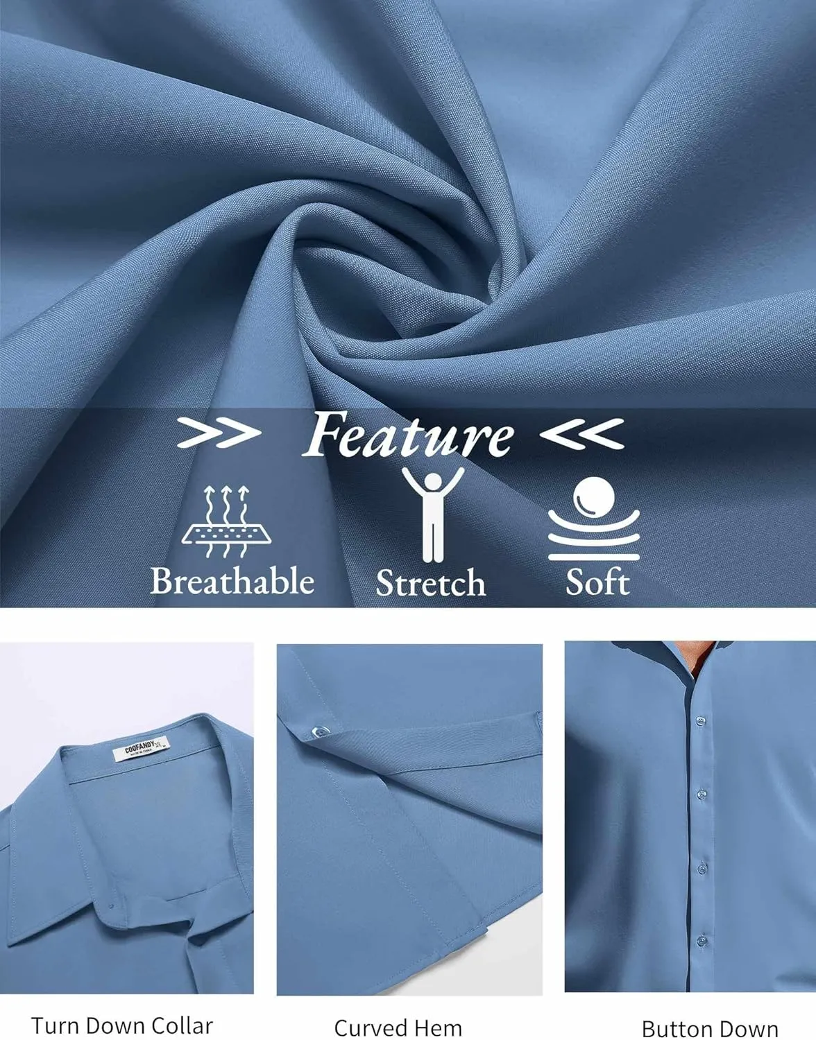 COOFANDY Mens Short Sleeve Button Down Shirts Casual Summer Shirt Untucked Dress Shirts