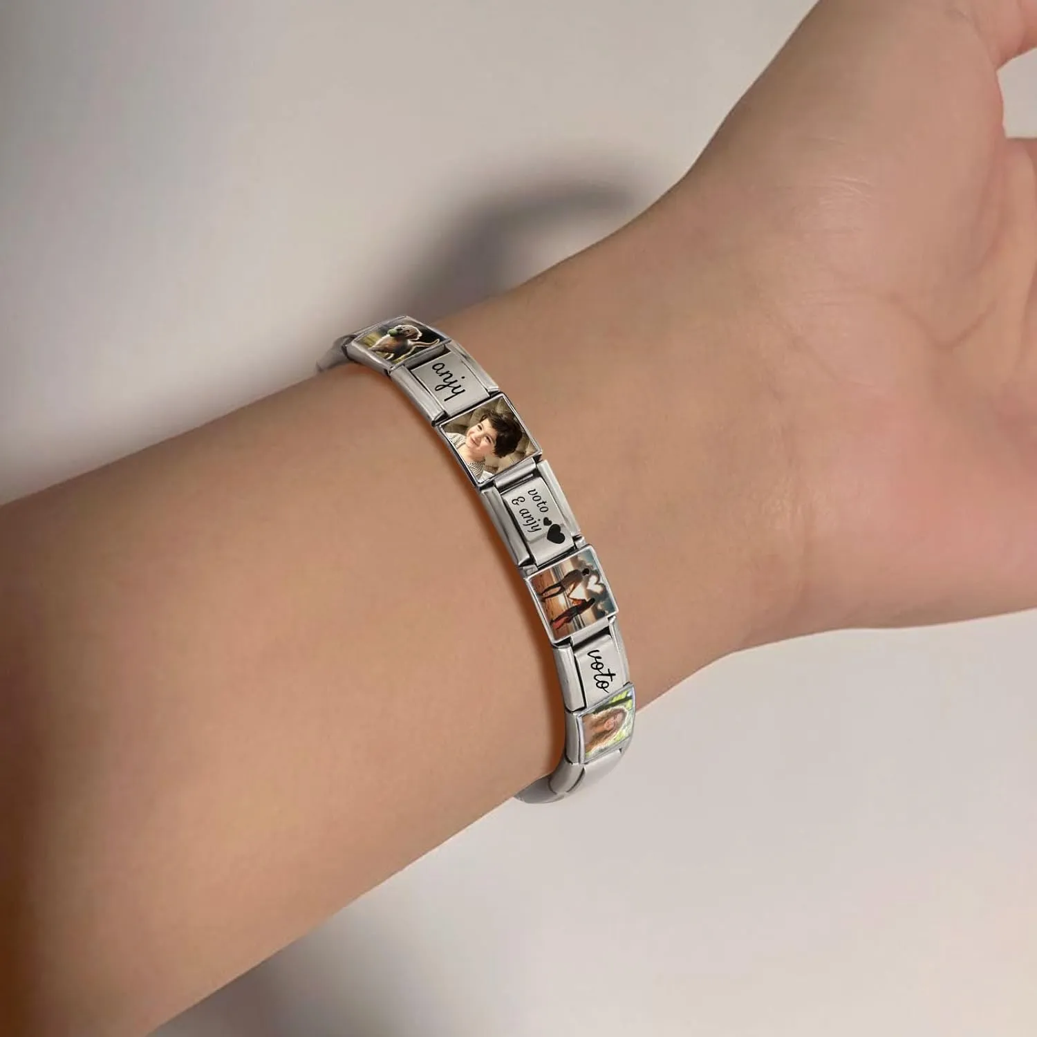 Custom Italian Charm Bracelet with Picture, Personalized Traditional Classic Italian Charm Link, Fashion Handmade Bracelet DIY Module Jewelry Gifts