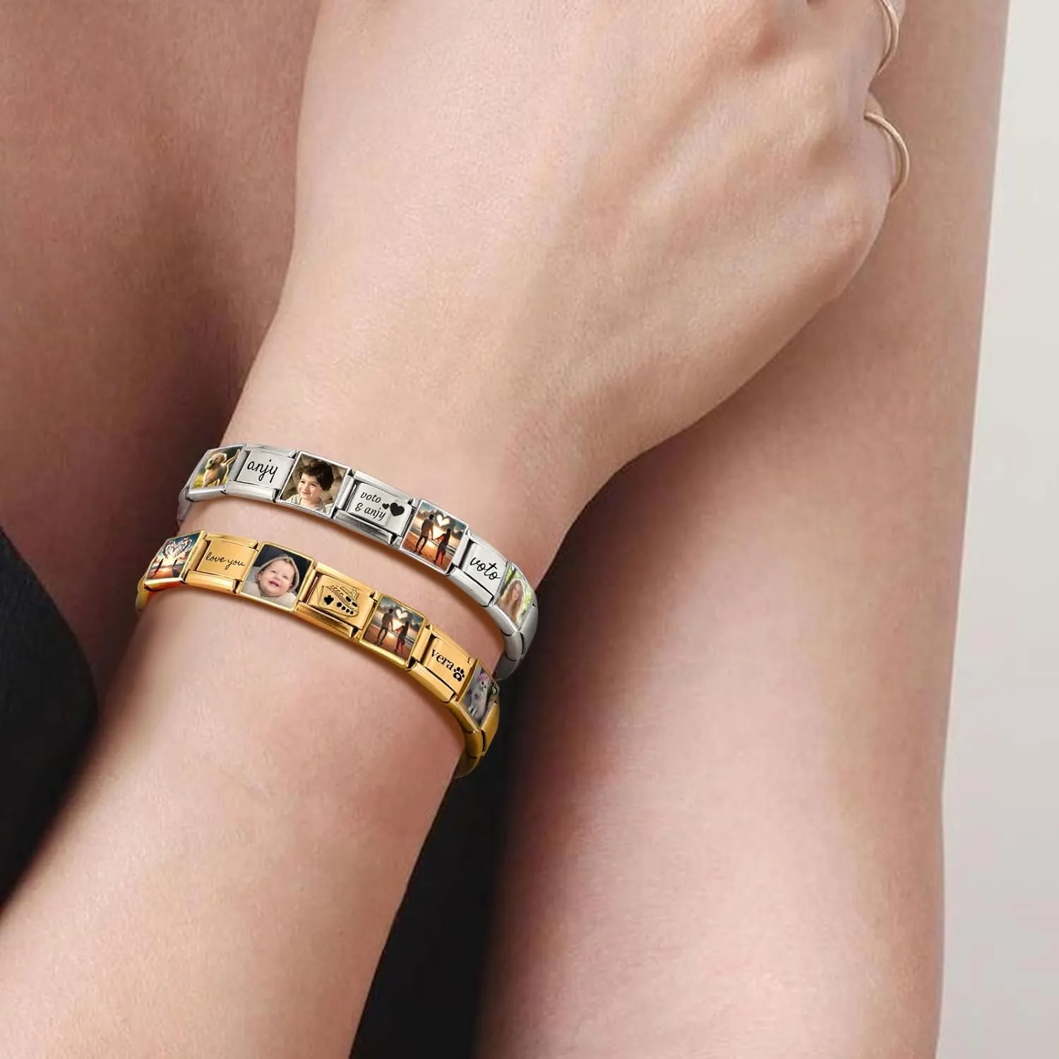 Custom Italian Charm Bracelet with Picture, Personalized Traditional Classic Italian Charm Link, Fashion Handmade Bracelet DIY Module Jewelry Gifts