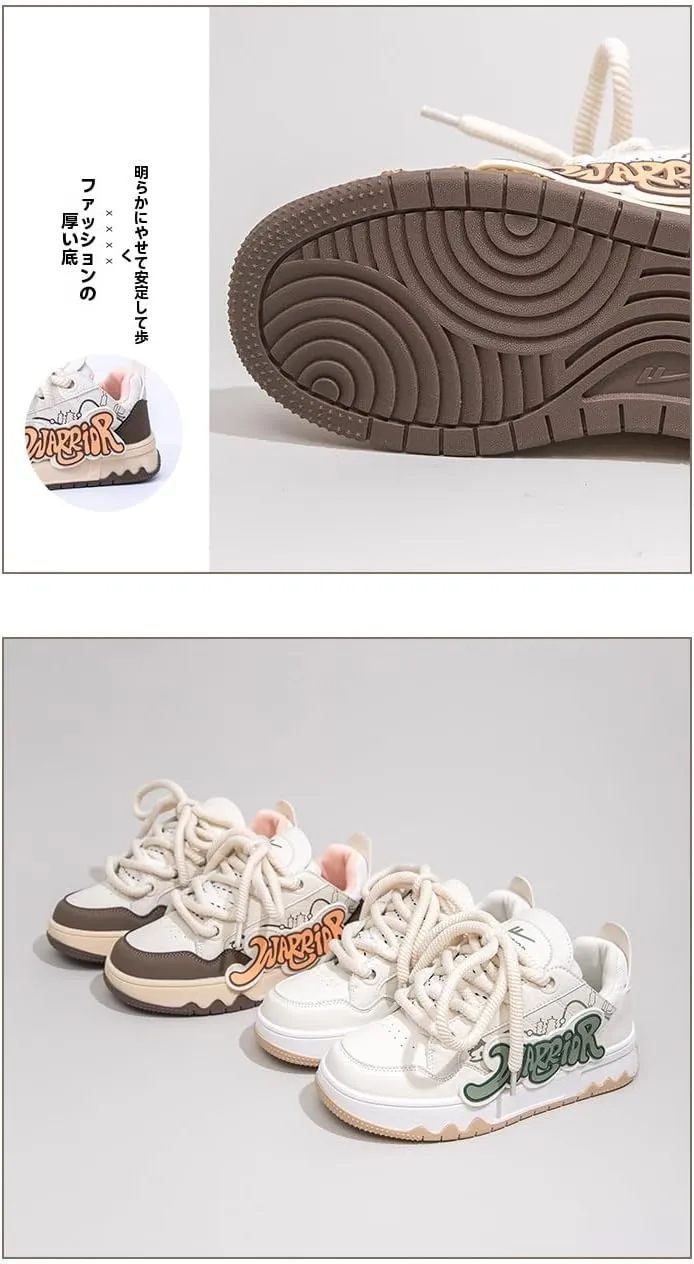 Cute Chunky Shoes Y2K  Women Girls Thick Sole Platform Sneaker Retro White Walking Shoes Vintage Dopamine Dressing Cute Kawaii Japanese Style Summer School Beach Travel